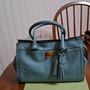 Coach Elegant Baby Blue Leather Satchel Bag